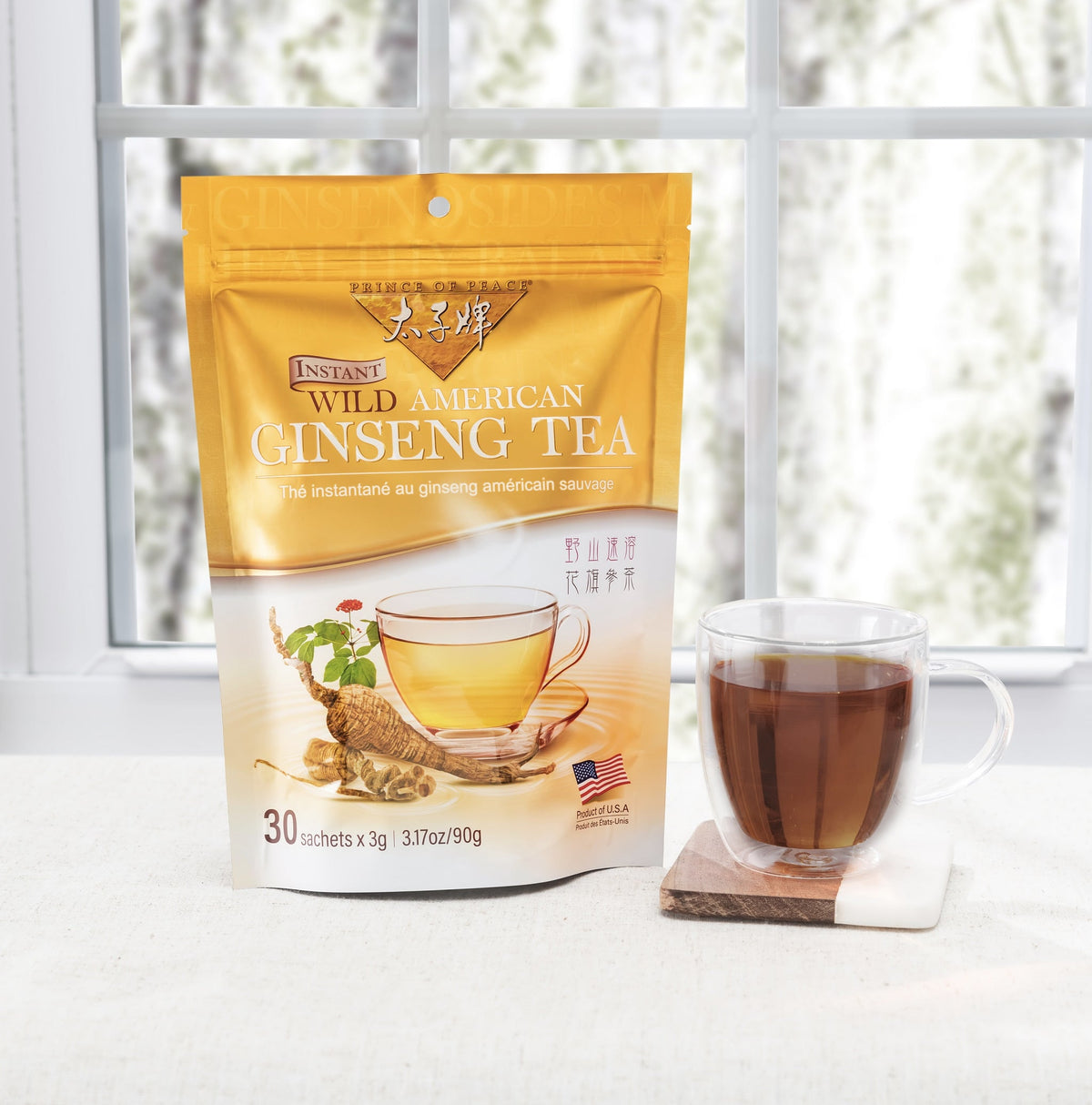 Prince of Peace Instant Wild American Ginseng Tea, 30 sachets
