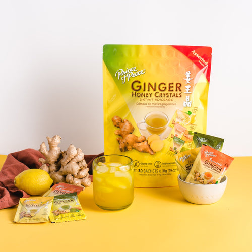 Ginger Honey Crystal Assorted (Lemon, Turmeric, Matcha), 30 sachets