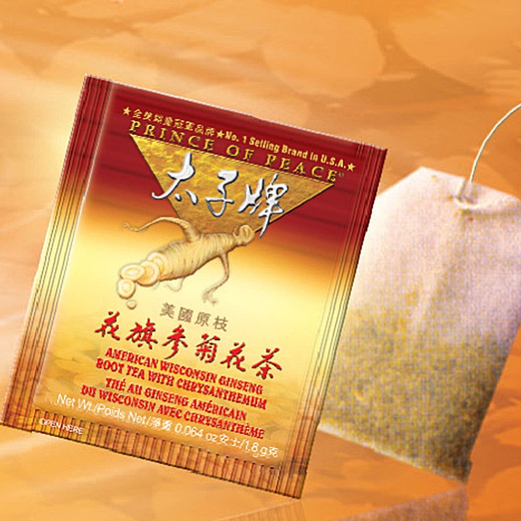 Prince of Peace American Ginseng Root Tea with Chrysanthemum, Twin Pack (2 boxes X 30 tea bags)