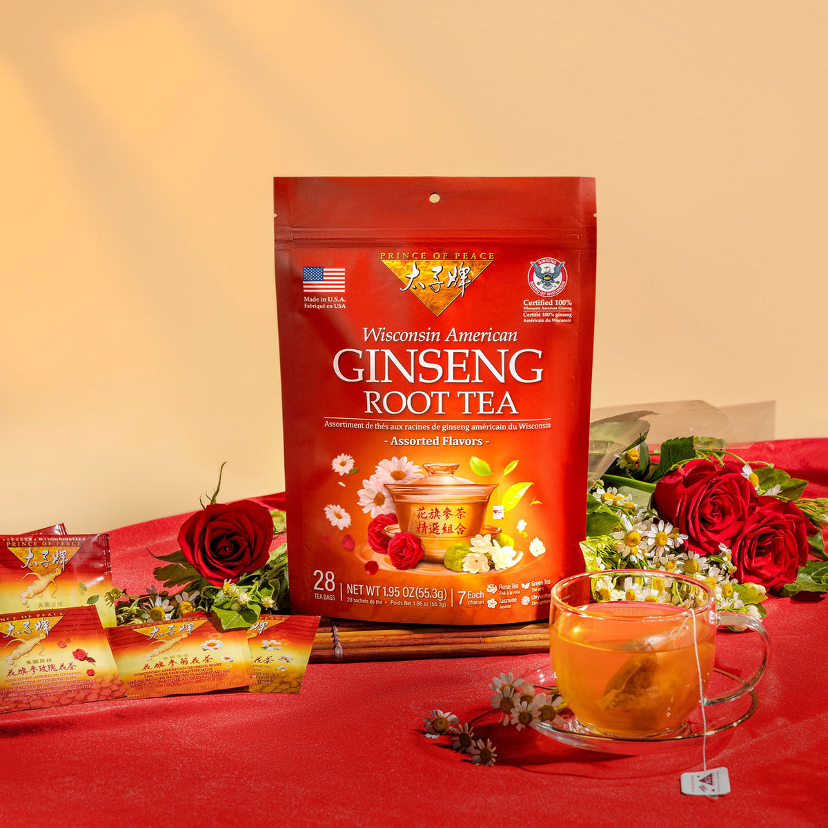 Wisconsin American Ginseng Assorted Root Tea, 28 tea bags