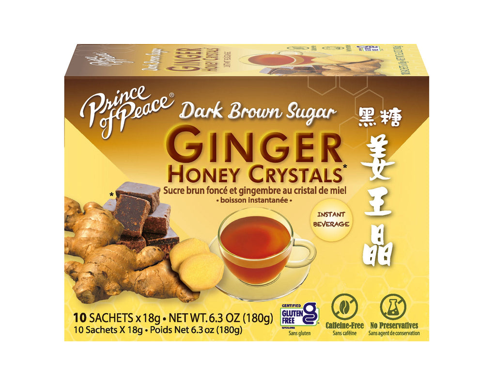Prince of Peace Instant Dark Brown Sugar Ginger Honey Crystal, 10 sachets